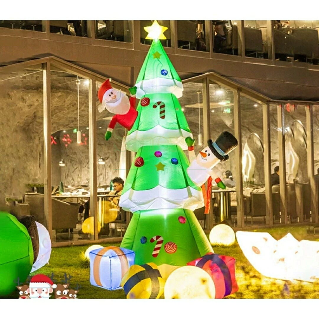 クリスマス飾りサンタさん ライトアップ インフレータブル 膨らます庭　屋外装飾 大型置物 大型クリスマスツリー クリスマスツリー置物 Sinessy 楽天市場店 新生活用品