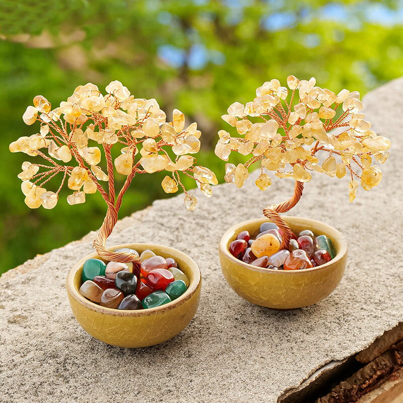 宝を集める盆 水晶の木 シトリン 富を呼ぶ木 水晶の金運を呼ぶ木 工芸品 水晶置物 家庭用装飾 オフィス Sinessy 楽天市場店 新生活用品