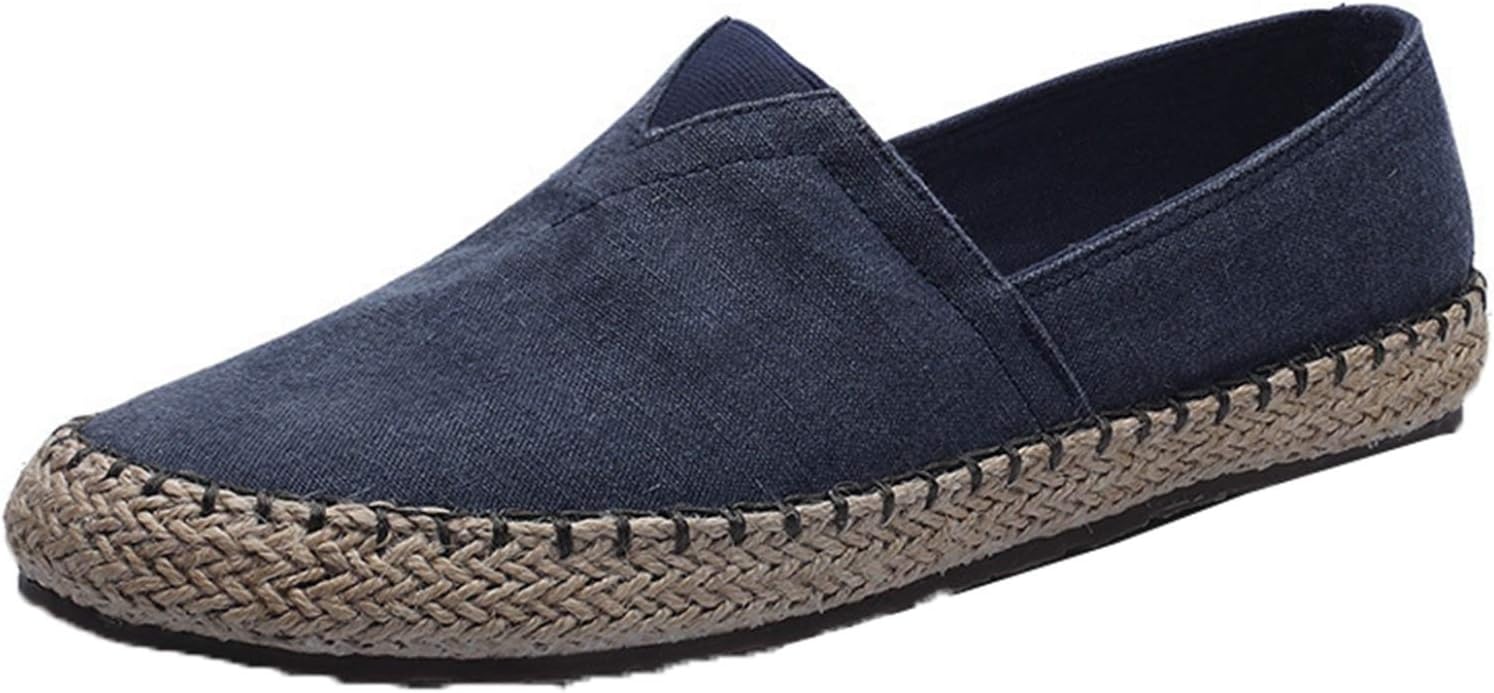 キャンバスシューズ メンズ エスパ スリッポン ドライビングシューズ 手縫い 麻 ローヒール お洒落 ぺたんこ 歩きやすい 無地 フラット 通気 蒸れない お出かけ 海辺 かかと踏める 2