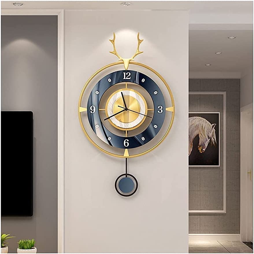 Watches - 壁掛け時計 掛け時計 おしゃれ 北欧 壁掛け 電波 連続秒針 静音 WaCウォールクロックディアヘッドリビングルームホームファッションパーソナリティ壁掛け時計 ウォールクロック 部屋飾り 贈り物