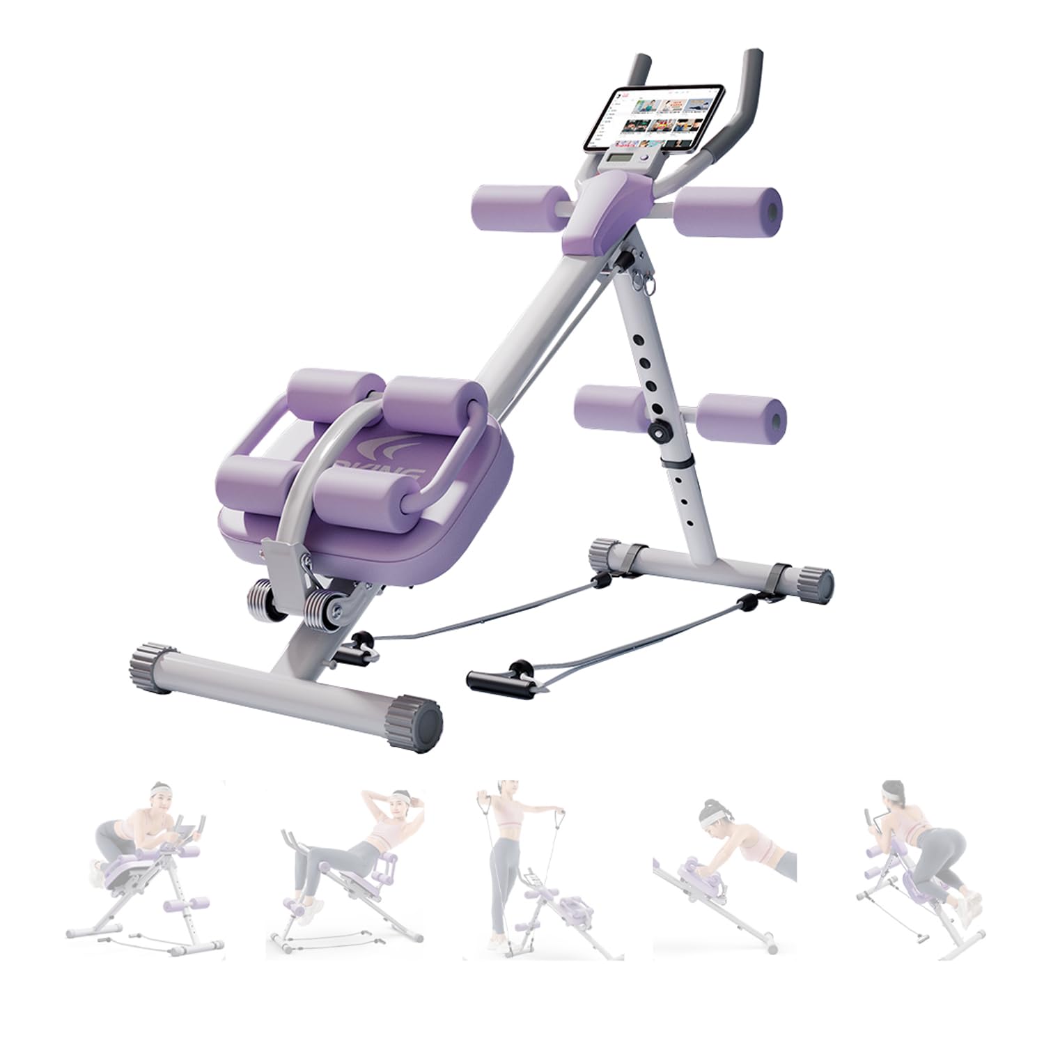 腹筋マシーン 1台6役 腹筋 クランチ トレーニングベンチ 高さ調節可能 腹筋器具 筋トレ器具 自宅 ロー..