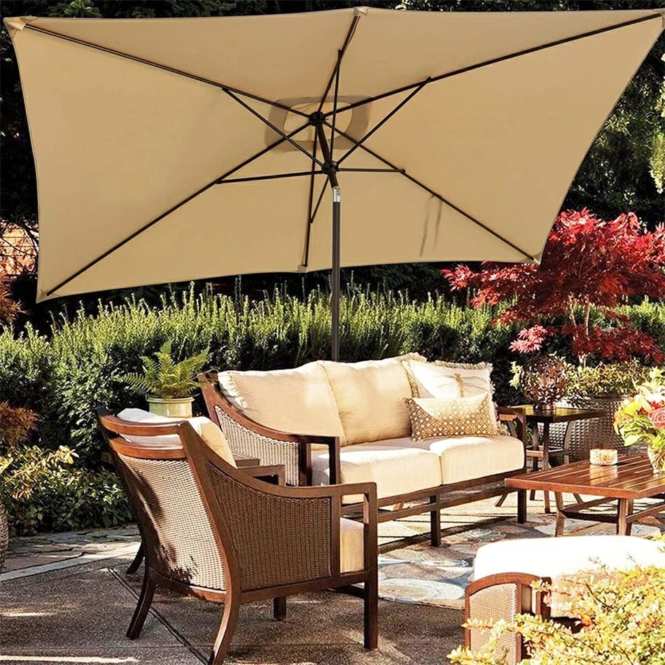 樂天商城 - ガーデンパラソル パラソル 風に強い 長方形 大型 角度調整可能 日傘 遮光 紫外線 庭 日よけ エクステリア アウトドア カフェ モダン シンプル 屋外 バーベキュー どに適しています 300cm*200cm