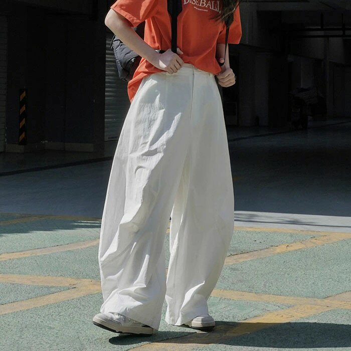 バルーンパンツ レディース パンツ サルエルパンツ ワイドパンツ 秋 春 夏 ボトムス ハイウエスト ロング丈 薄手 可愛い 大きいサイズ 体型カバー 上品 通学 OL通勤 美脚 カジュアル シンプル 韓国ファッション ゆったり きれいめ パンツ