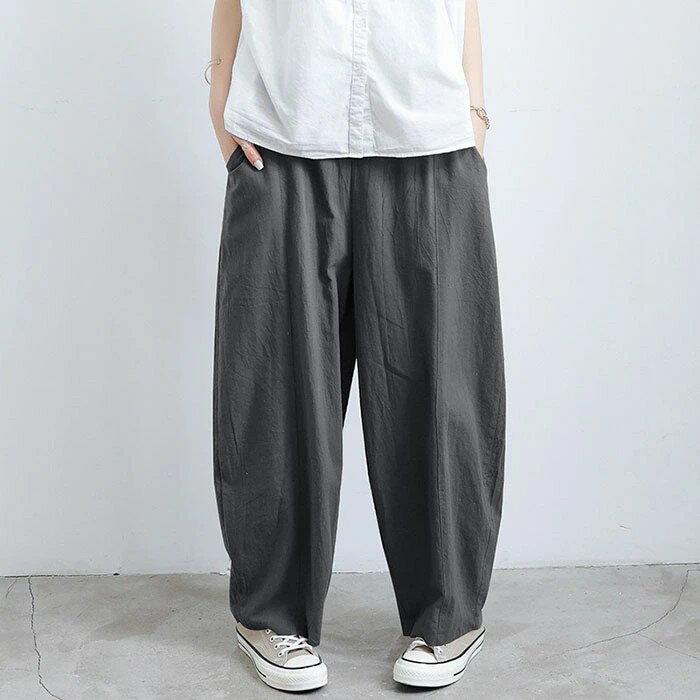 サルエルパンツ レディース パンツ 綿麻 リネン ワイドパンツ 夏 ロングパンツ ガウチョパンツ リラックス 大きいサイズ きれいめ 薄手 ハイウエスト ウエストゴム 無地 着痩せ 体型カバー 涼しい ボトムス おしゃれ ゆったり カジュアル OL通勤 旅行 海 イージーパンツ