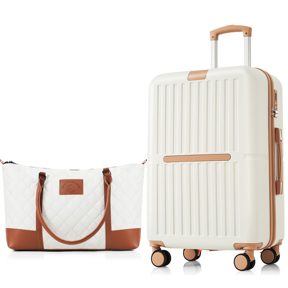 Carry Cases - スーツケース Mサイズ トートバッグ ハンドバッグ レディース バッグ 手提げ 大容量 USBポート付き キャリーケース ストッパー付き カップホルダー付き フック式底足 3日~7日 大容量 超軽量 軽い おしゃれ かわいいダブルキャスター 中型 ファスナー suitcase