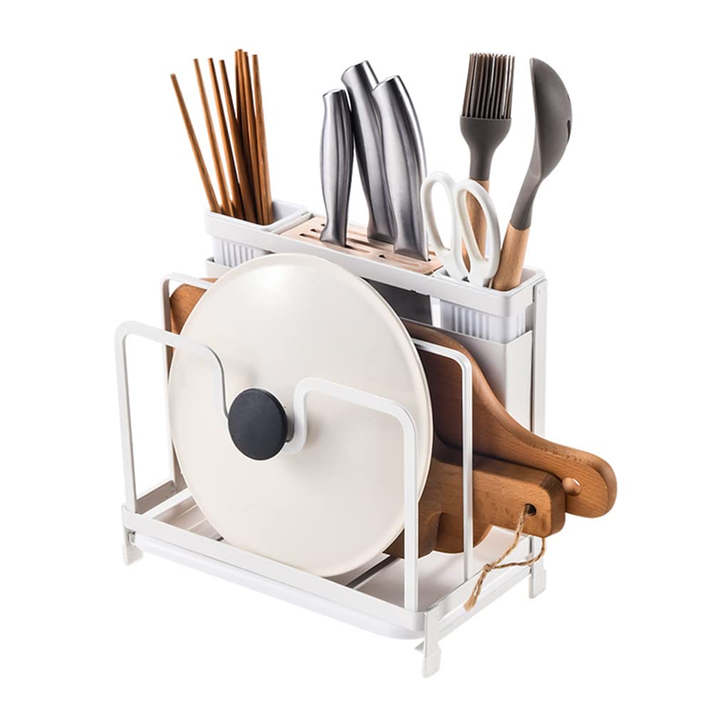 まな板スタンド キッチンツールスタンド 水切りトレイ付き まな板 包丁 鍋蓋スタンド お箸立て付き 丸洗い可 キッチン台所 多機能収納ラック(3.0)
