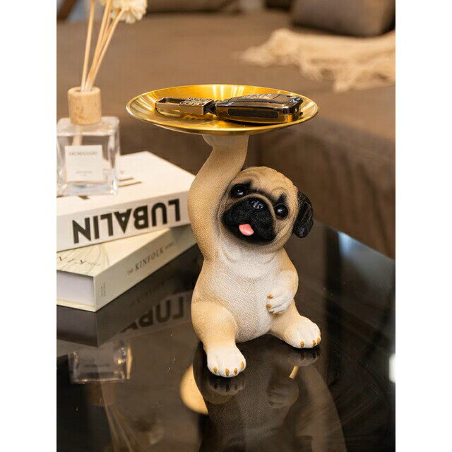 陶瓷摆设 - パグ 置物 小物入れドッグ 犬 収納ボックス 卓上収納 雑貨収納 かご 小物入れ
