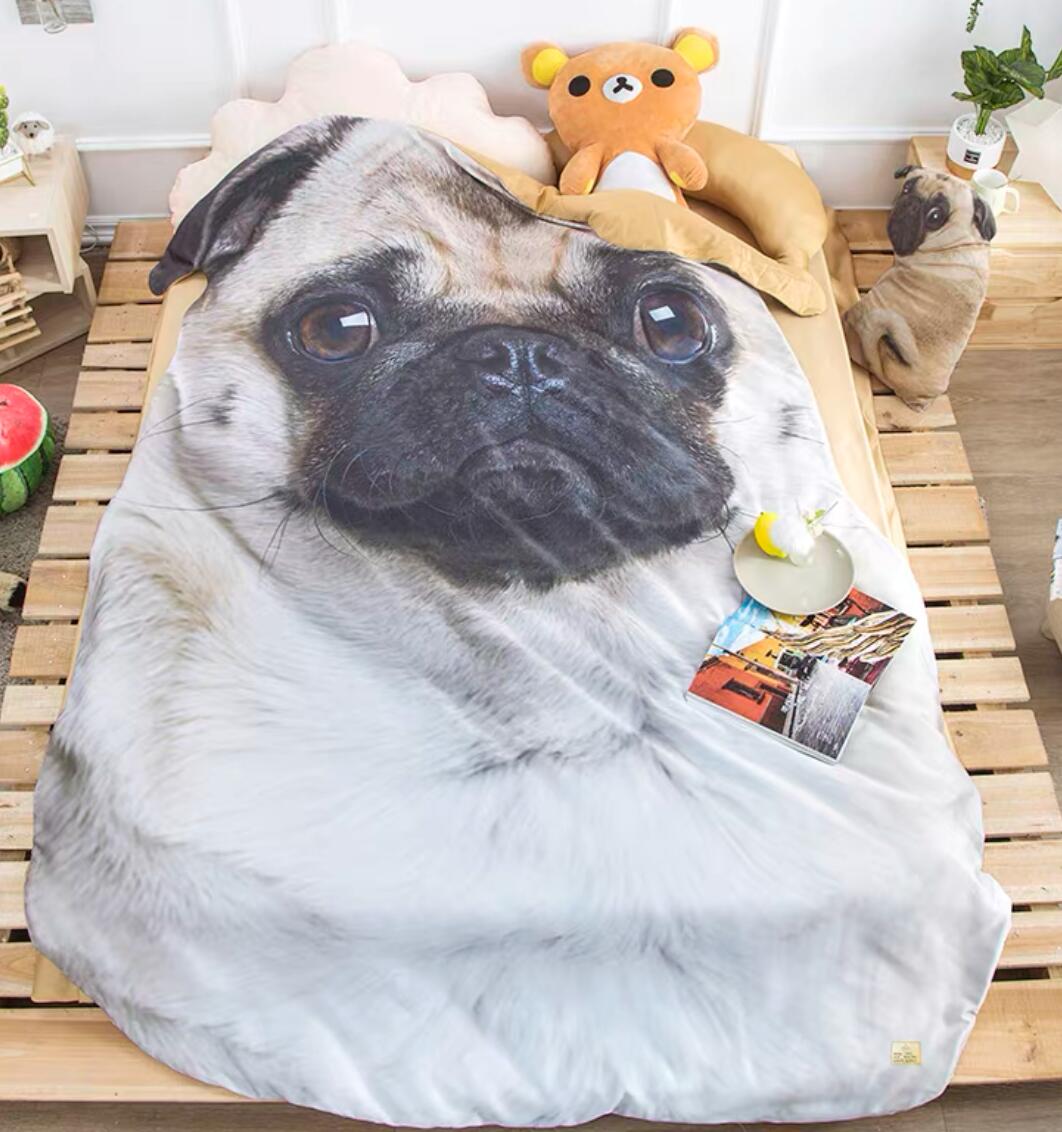 樂天商城 - パグ毛布犬柄 ブランケット 防寒対策 ひざ掛け 夏かけ布団120x170cm パグ雑貨