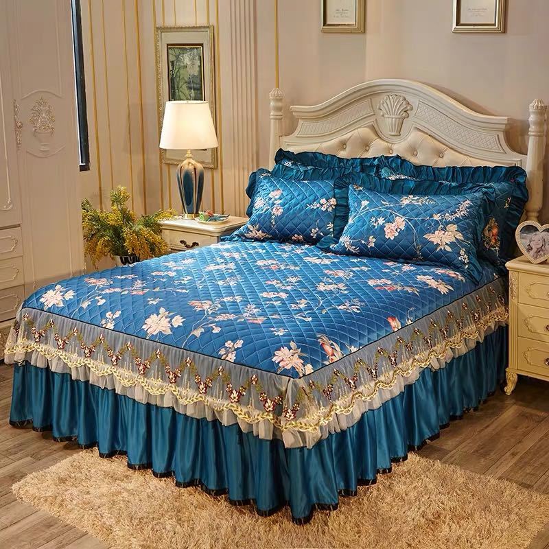 ベッド用品4点セット掛け布団カバー 枕カバー ベッドパッド ワイドダブルサイズ．