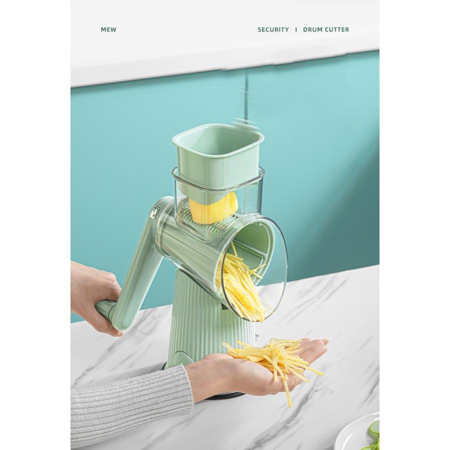 一台5役 吸盤付き 千切り 野菜カッター 5-in-1調理器具 みじん切り スラ 細千切り 千切り 波形スラ 厚み調節