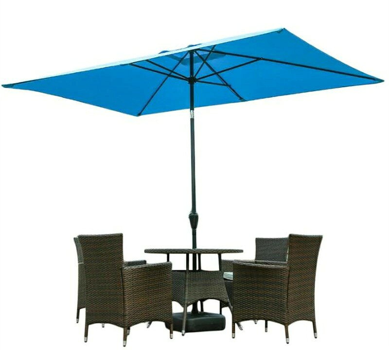 ガーデンアンブレラパラソル 2x3m長方形傾斜パラソル、クランクハンドル、調整可能な傾斜メカニズム、..