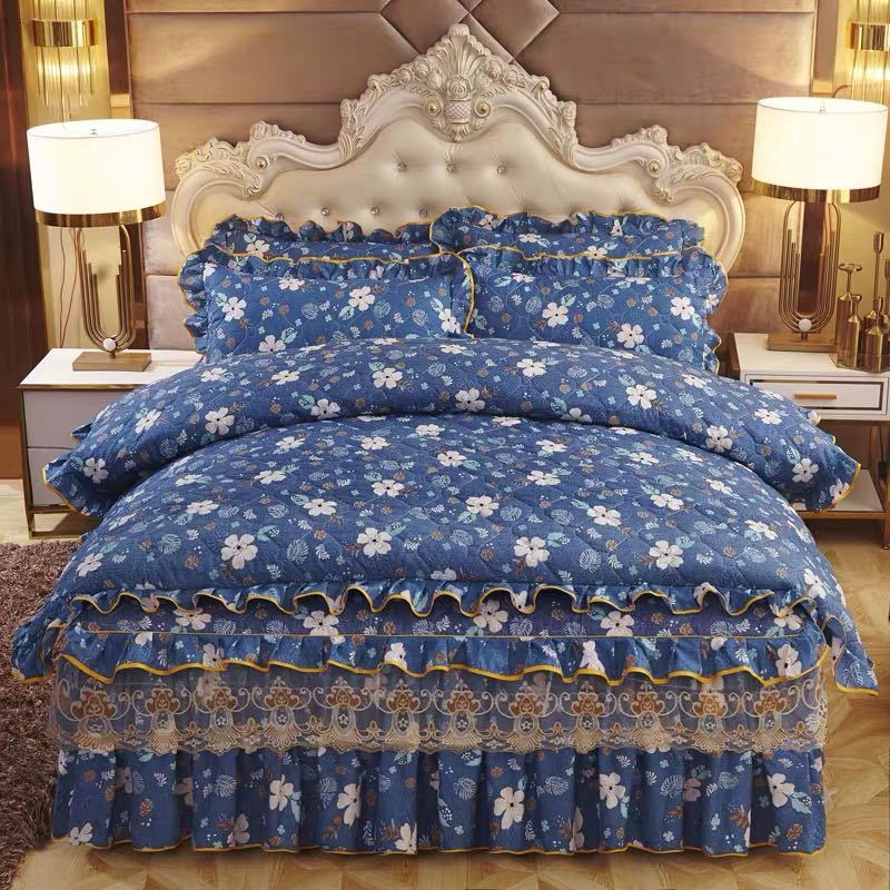 Futon Covers - 高級ワイドダブル ベッド用品4点セット ．寝具 ボックスシーツ 枕カバー掛け布団カバー ベッドカバー