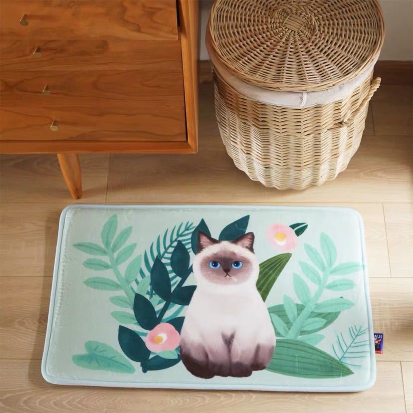 リビングマット 玄関マット カーペット ラグマット 滑り止め 45x70cm 猫雑貨