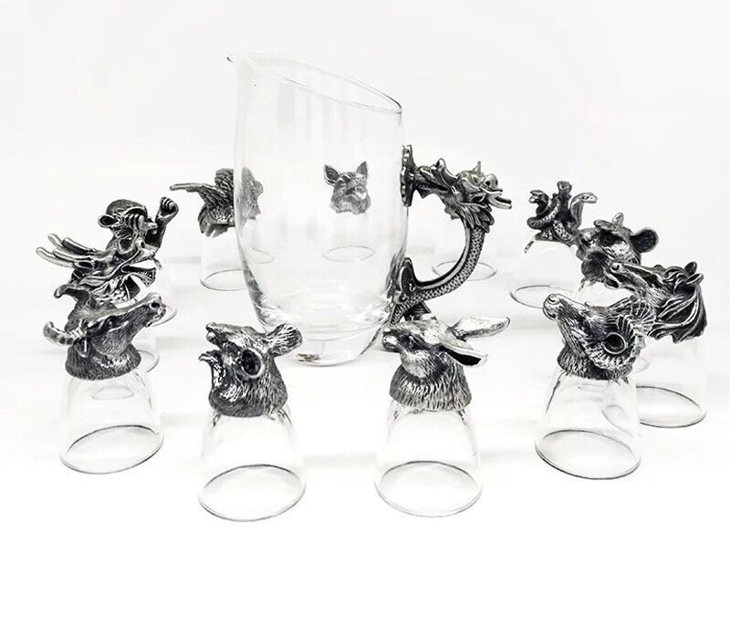 日本酒のグラス 冷酒器 冷酒グラス グラスセット ショットグラス 焼酎グラスセット ．十二生肖型グラス
