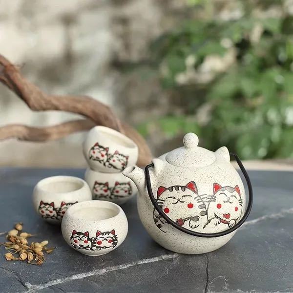 4客茶器揃 湯呑 急須 ポッ ．茶器セッ ティーセッ
