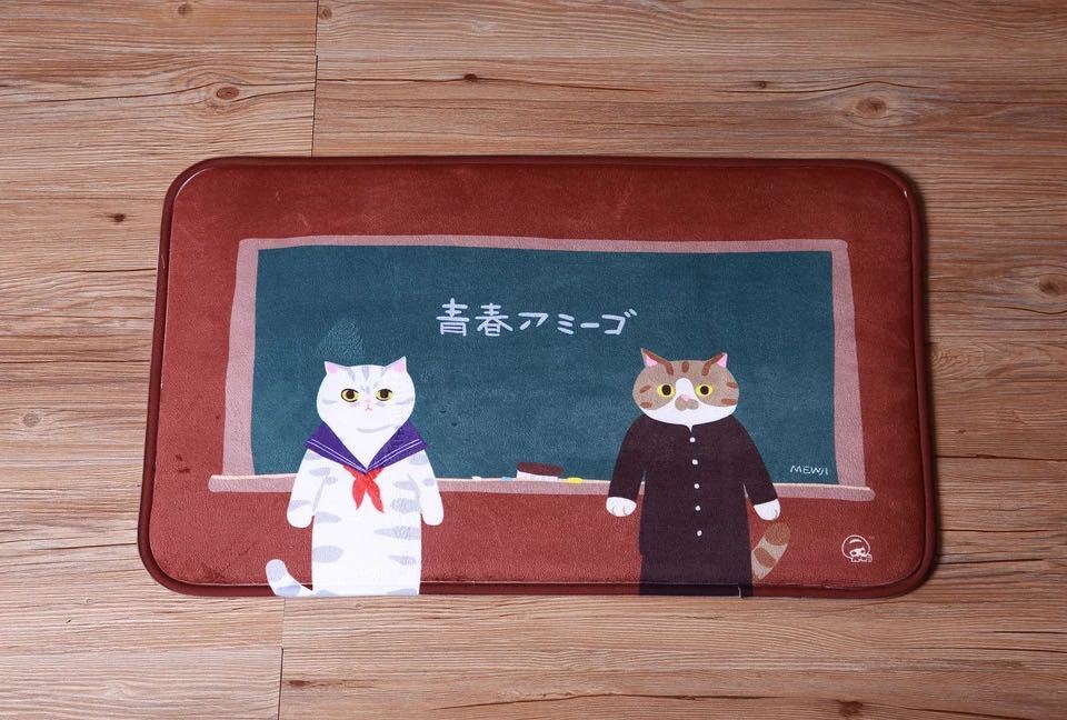 リビングマット 玄関マット カーペット ラグマット 滑り止め 45x70cm 猫雑貨．