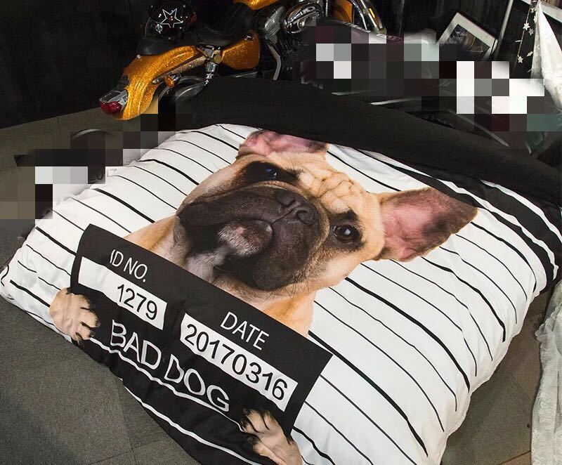 樂天商城 - フレンチ・ブルドッグ犬柄ベッド用品 掛け布団 サイズ 4点セッ