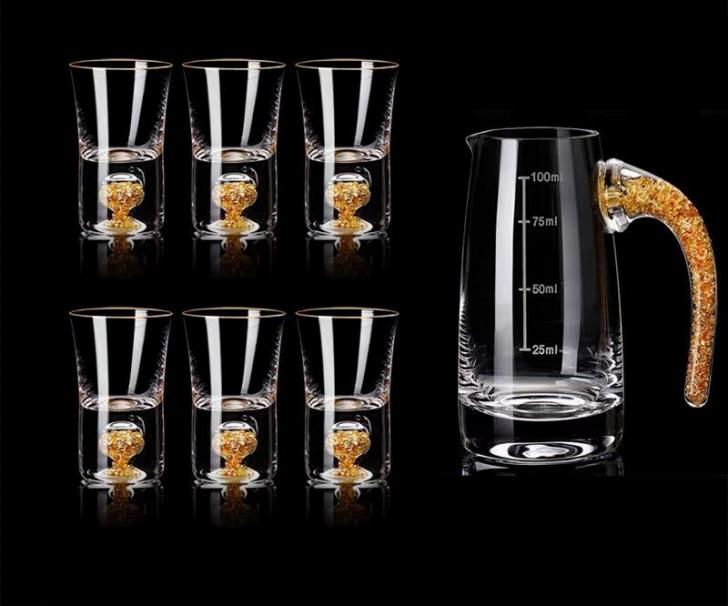 冷酒器 冷酒 セット ョット 金箔入れ高級