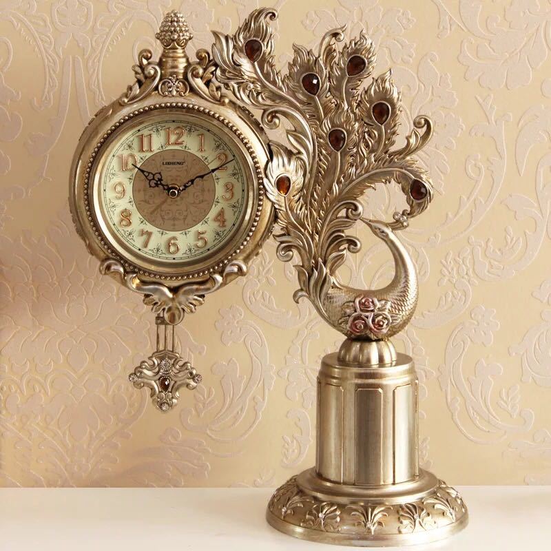 テーブル 置き時計 アラーム 上品時計 高級振り時計