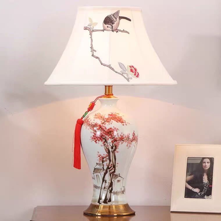 照明スタンドライト テーブルランプ デスクライト 卓上ステンド 高級陶器スタンド 高さ68cm