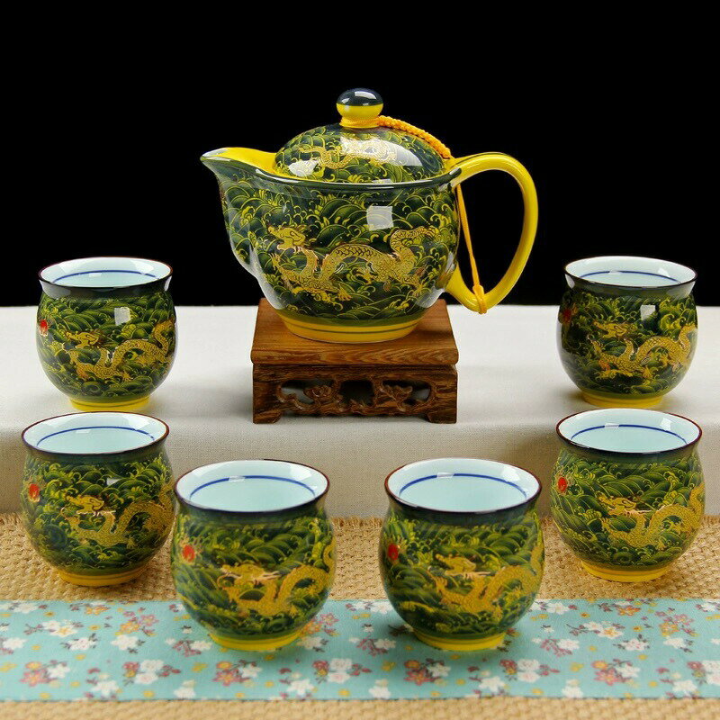 6客茶器揃 湯呑 ．茶器 ティー 龍絵柄 龍 たつ コップ お茶用品