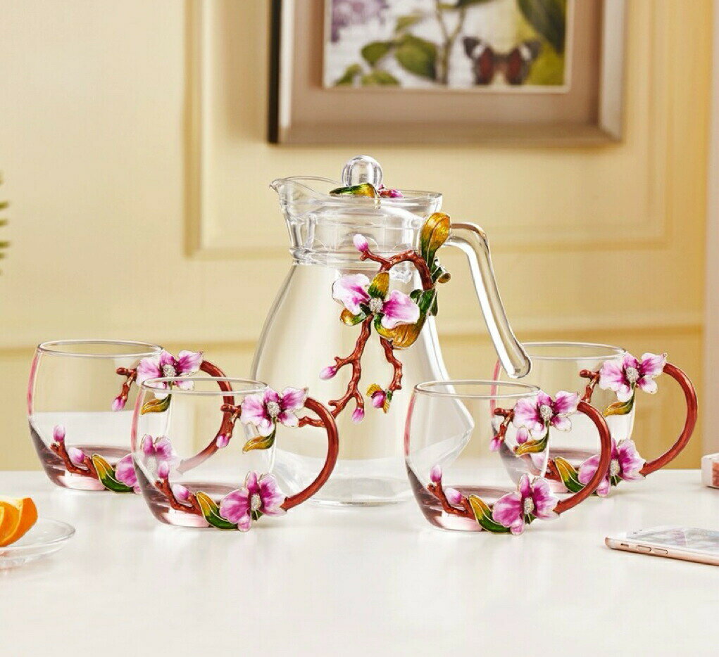 花柄ガラス製 ティーカップ セット食器 コーヒーカップ 豪華カップセット