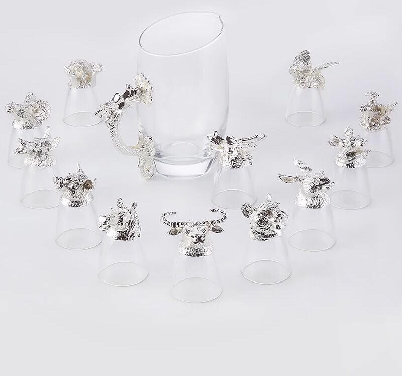 日本酒のグラス 冷酒器 冷酒グラス グラスセット ショットグラス 焼酎グラスセット 十二生肖型グラス