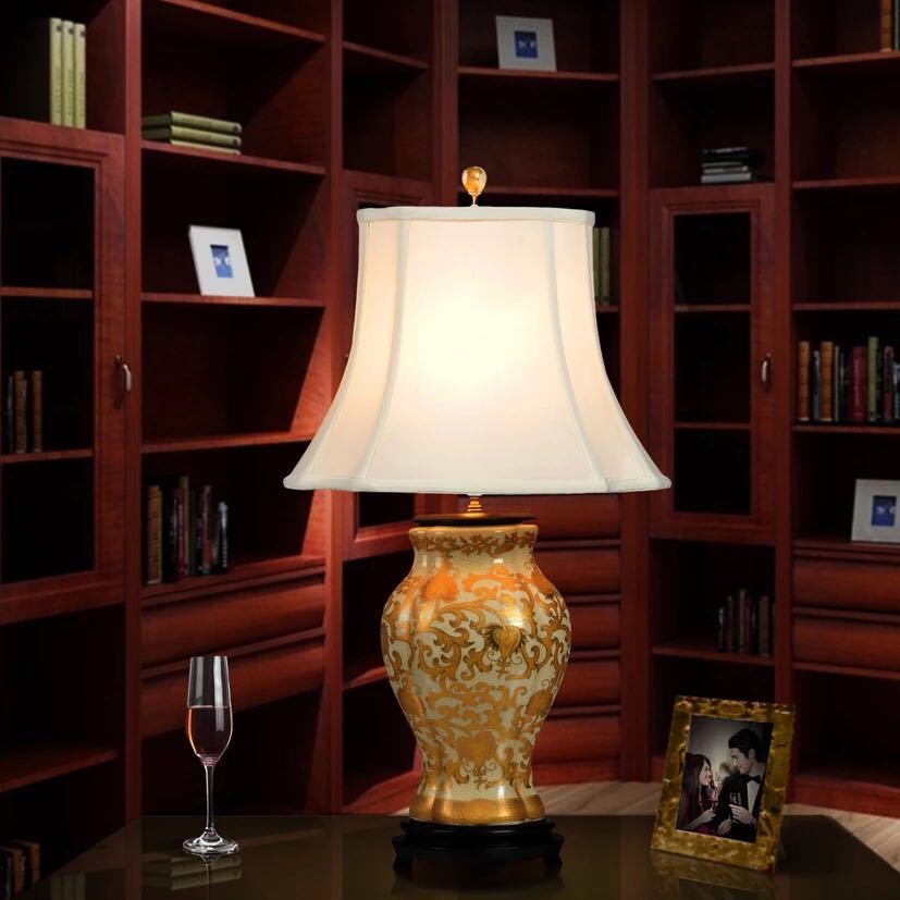 照明スタンドライト テーブルランプ デスクライト 卓上ステンド 高級陶器ステンド
