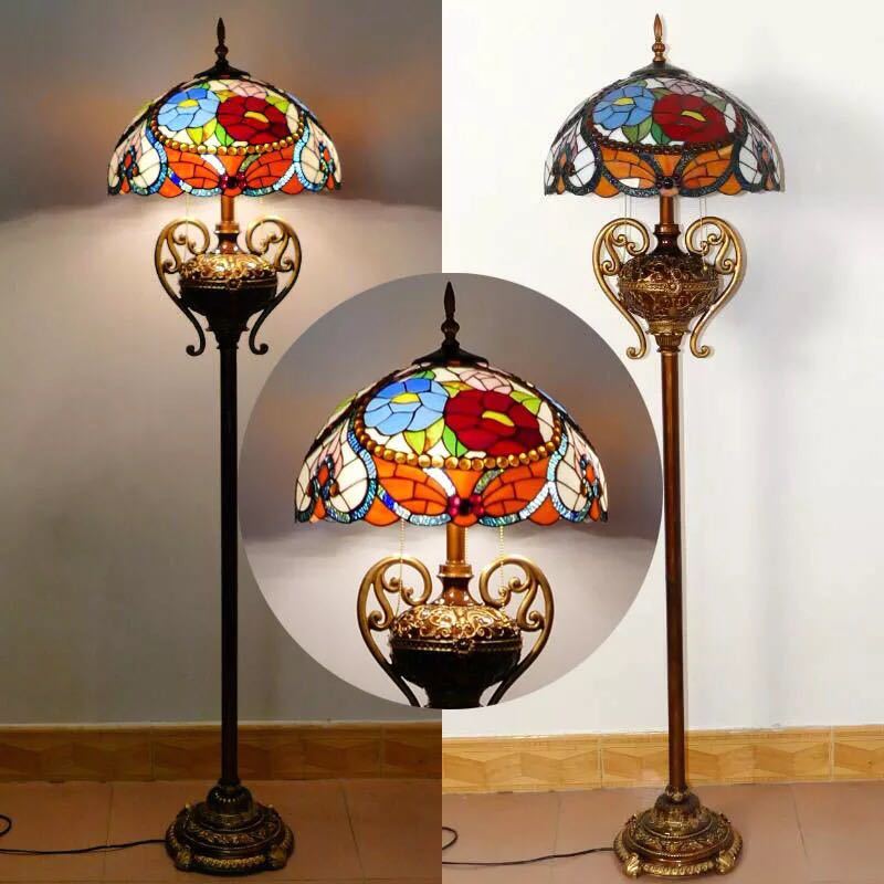 ステンドグラスフロアライト ．間接照明 フロアスタンド 照明器具豪華ステンドグラスランプ ガラス工芸品