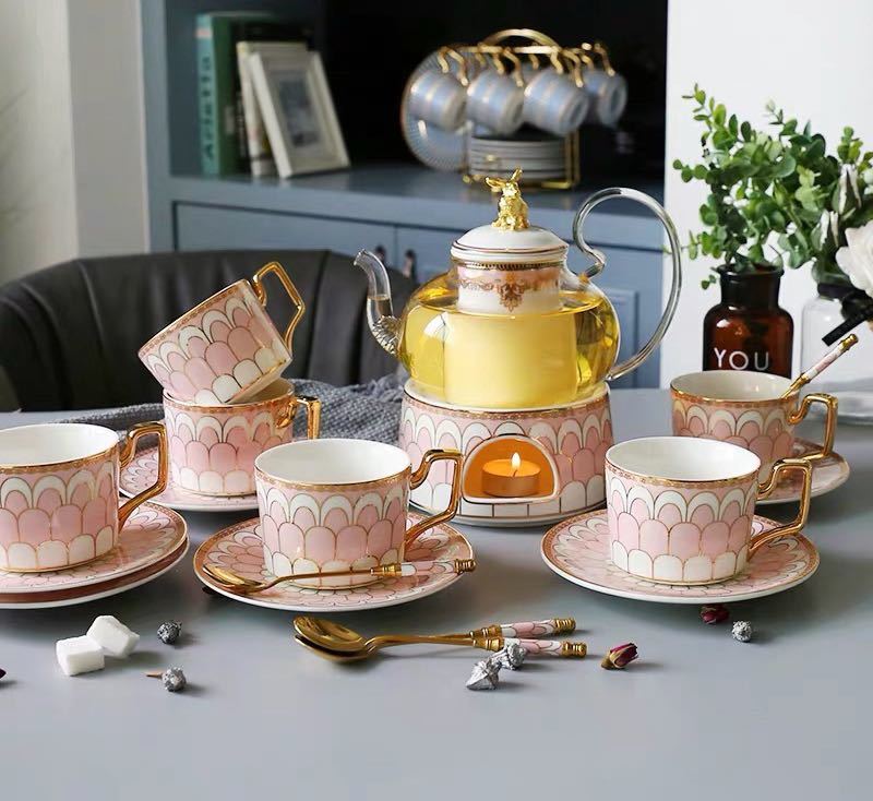 ティー・コーヒーカップセット カップ＆ソーサー6客セット ．陶磁器ティーセット