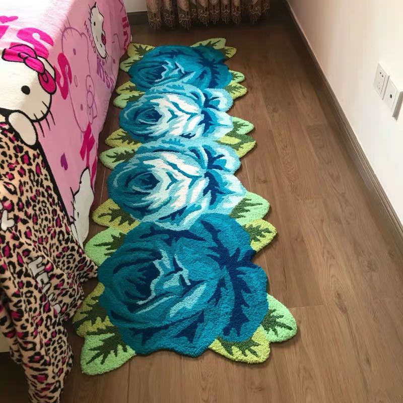 ラグマット リビングマット 玄関マット．カーペット．お風呂マット 60x160 薔薇雑貨．