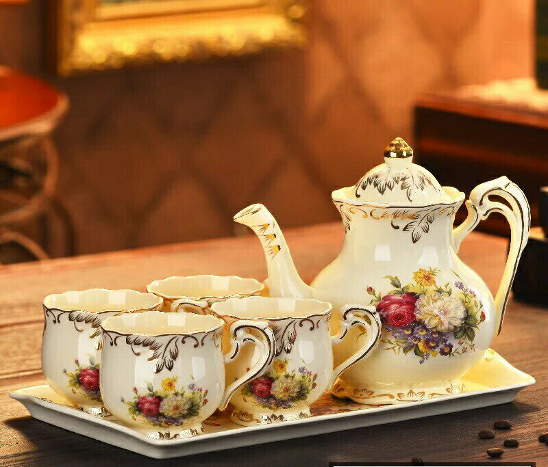 ティー・コーヒーカップセット カップ4客セット花柄