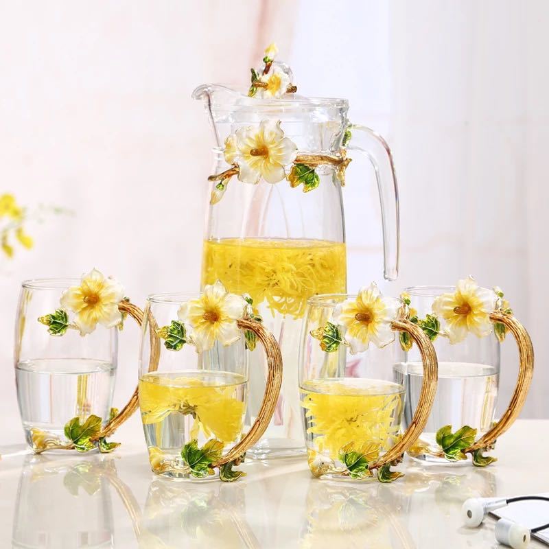 ティーポット コーヒーカップ 5点セット ガラス製