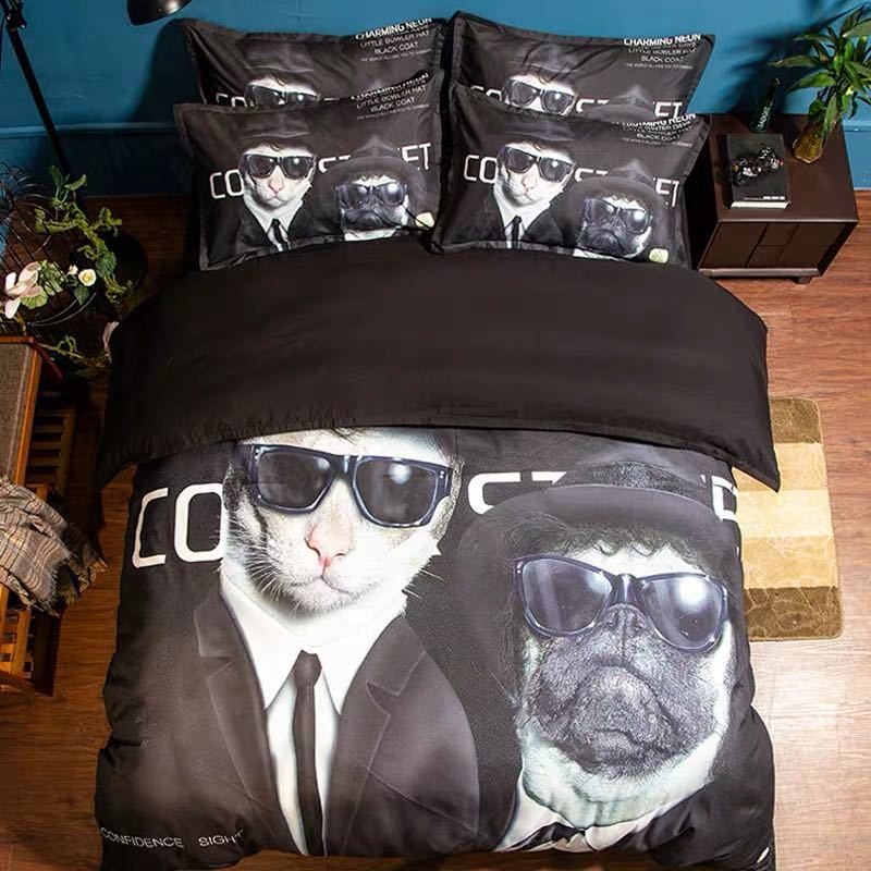 ベッド用品4点セット 寝具 ボックスシーツ 枕カバー掛け布団カバー ベッドカバー バグ雑貨(3.0)