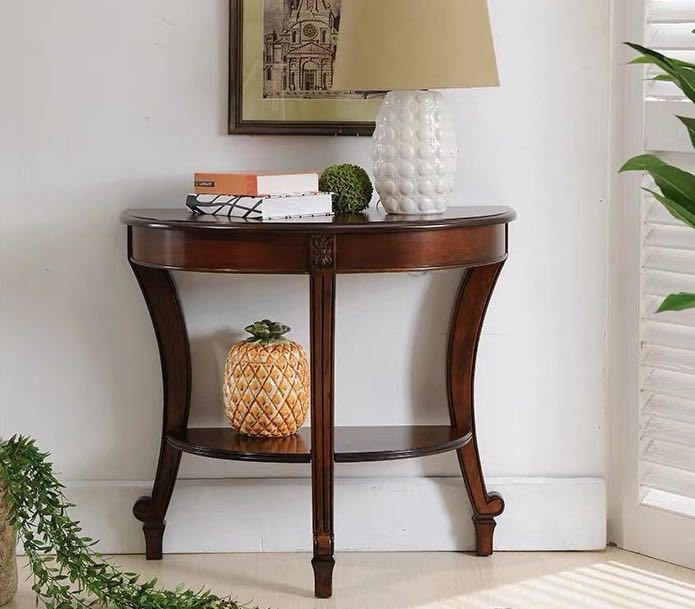 高級サイドテーブル コンソールテーブル ．玄関テーブル 花台 電話台 ．アンティーク調デザイン 幅80cm