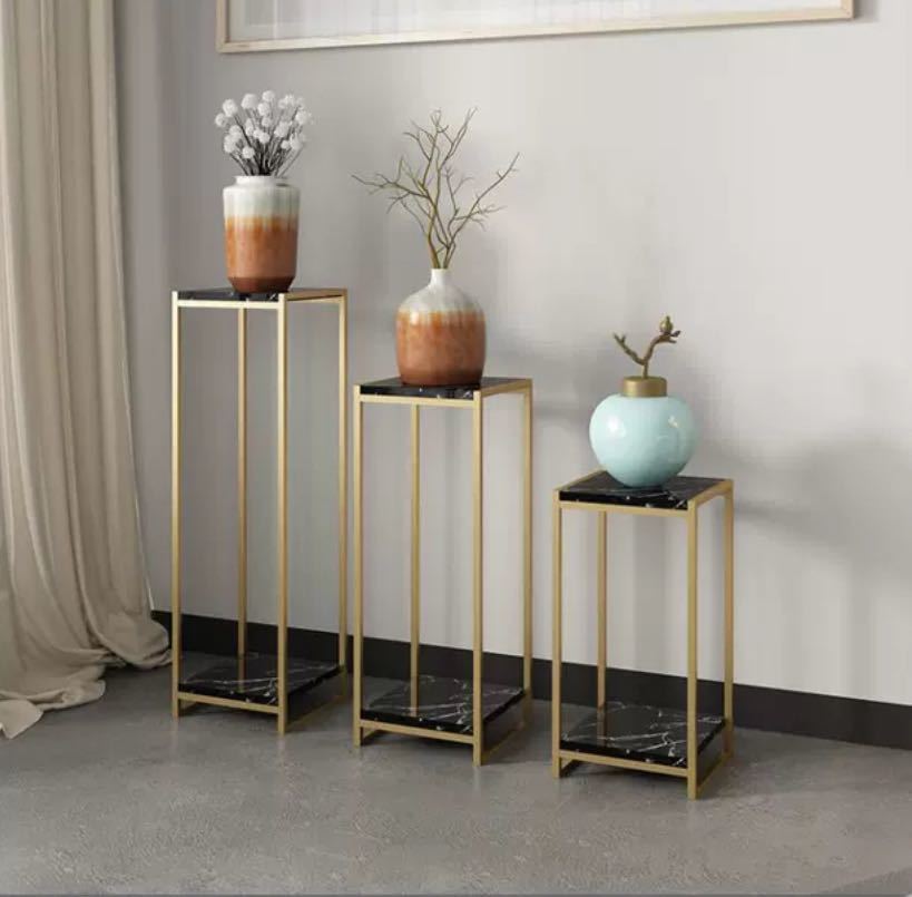 高級サイドテーブル コンソールテーブル 玄関テーブル 花台 電話台 人造大理石花台 高さ80cm