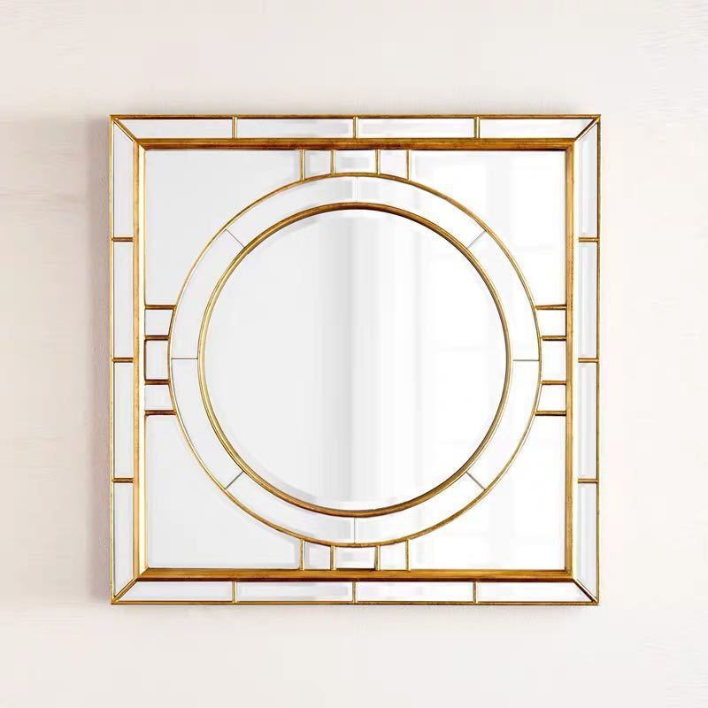 壁掛け鏡 壁掛け 壁掛けミラー ウォールミラー100x100cm 高級豪華鏡 アンティーク調
