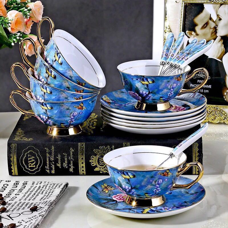 ティー・コーヒーカップセット カップ＆ソーサー6客セット 陶磁器ティーセット