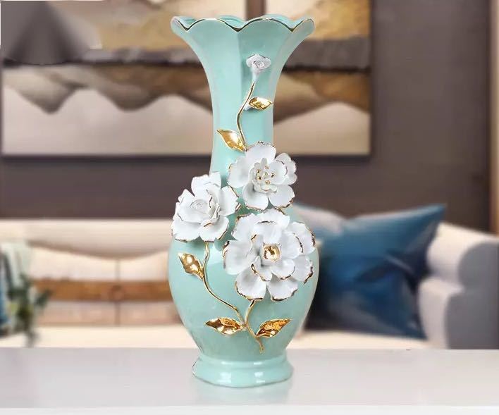 花瓶 かびん 花器 花入れフラワーベース インテリア 雑貨 花柄 陶器