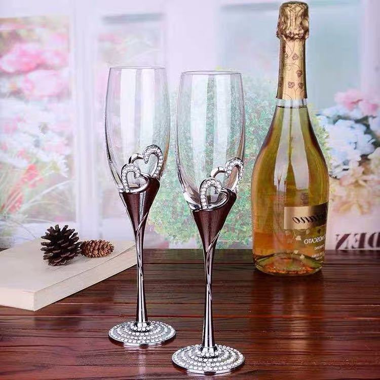 上品ワイングラス ペア★レア シャンパングラス キラキラ