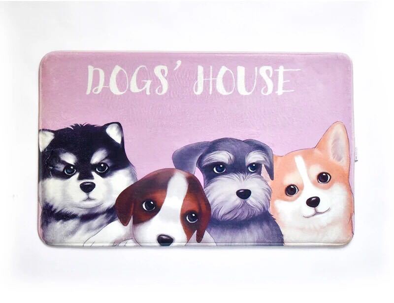 ハスキー犬タイプラグマット リビング玄関マットカーペットお風呂マット 60x90cm シュナウザー 柴犬