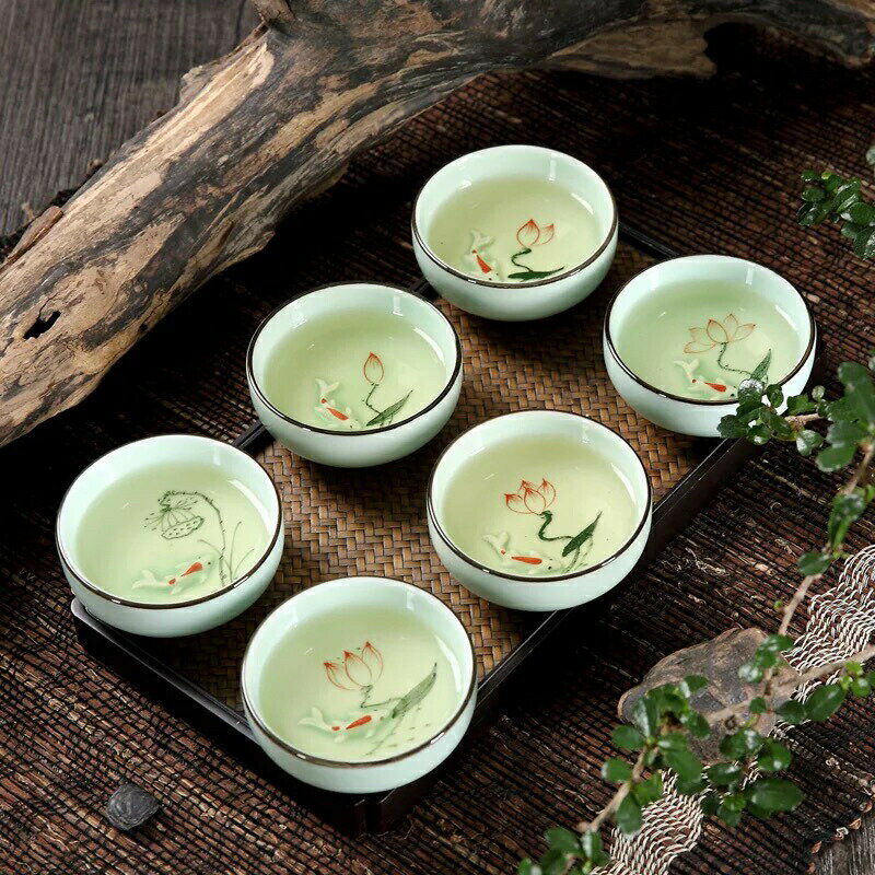 立体の湯呑6個セット フリーカップ 和食器 湯のみ 焼酎 陶器カップ 小鉢 煎茶碗