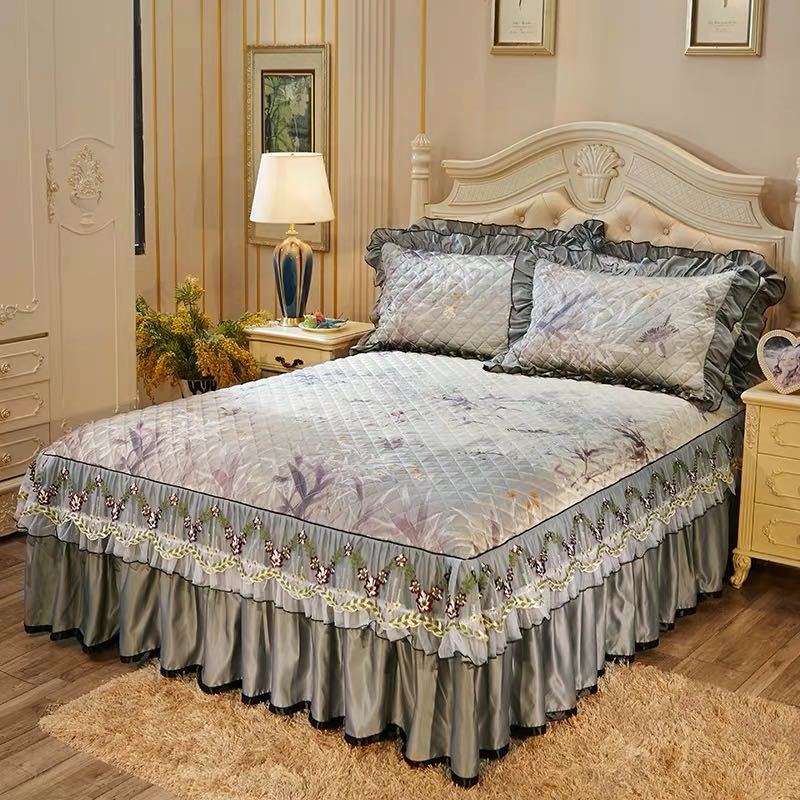 ベッド用品4点セット掛け布団カバー 枕カバー ベッドパッド ワイドダブルサイズ