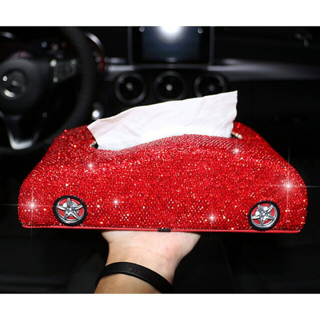 ラインストーン飾り 高級感 上品ティッシュケース 車用 キラキラ [2]