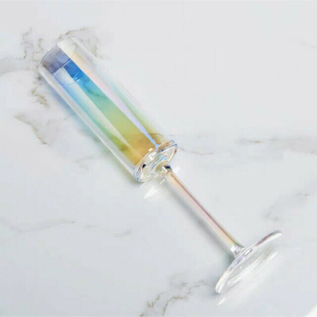 樂天商城 - ワイングラス2点セット シャンパングラス 虹 飲食店 食器 綺麗め 高級感