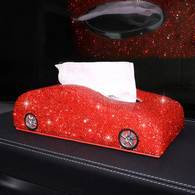 ラインストーン飾り 高級感 上品ティッシュケース 　車用