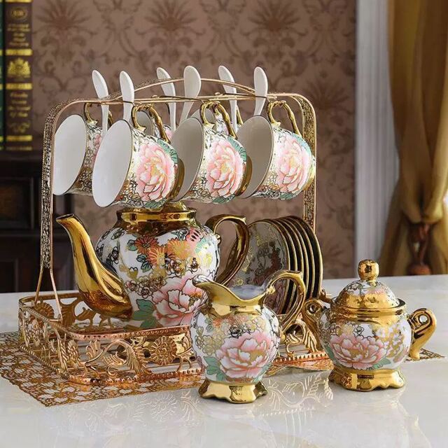 ティー コーヒーカップセット カップ＆ソーサー6客セット 陶磁器ティーセット