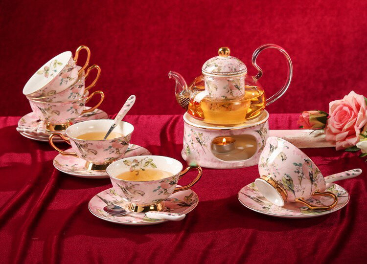 西洋調ティーカップ セット 陶器 高級感 カップ＆ソーサー 6客コーヒーカップ