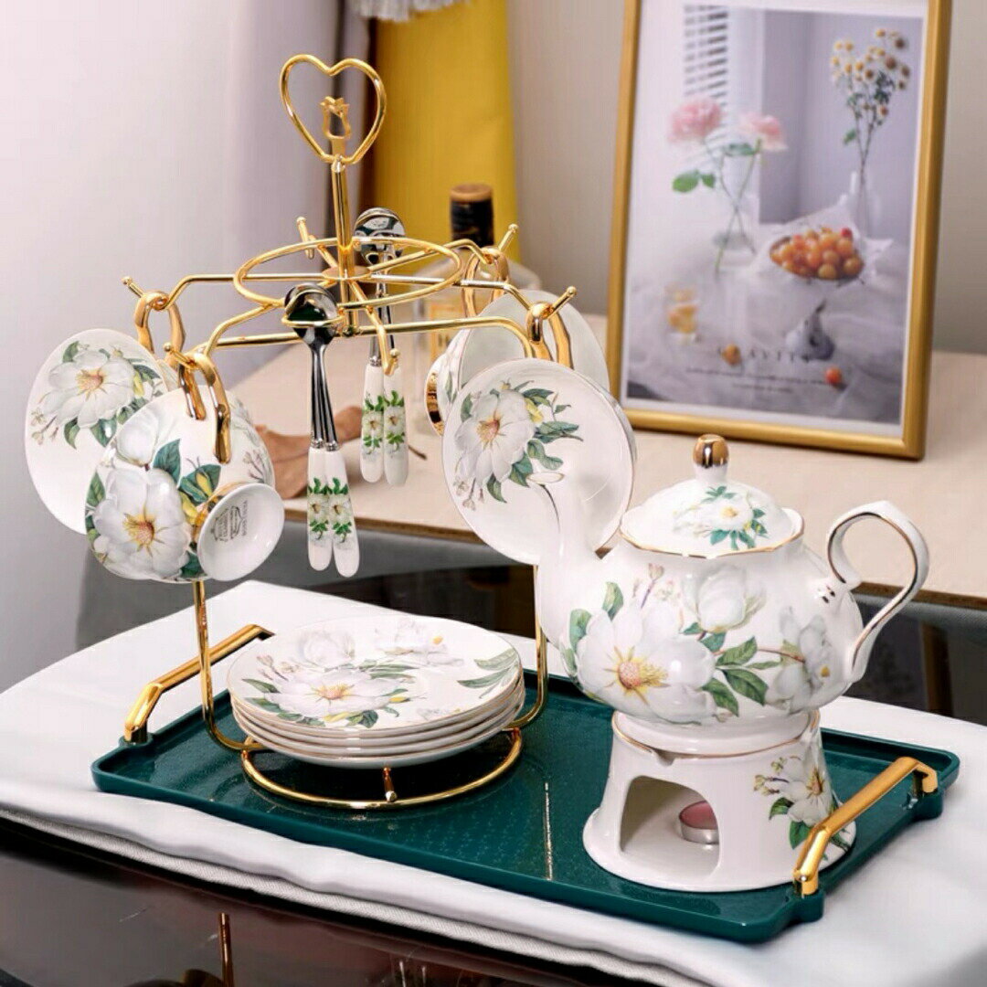 ティー コーヒーカップセット カップ＆ソーサー4客セット 陶磁器ティーセット