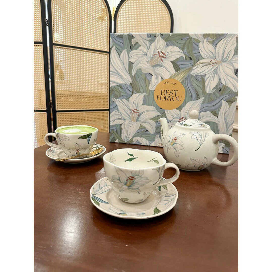 ティー コーヒーカップセット カップ＆ソーサー2客セット 陶磁器ティーセット